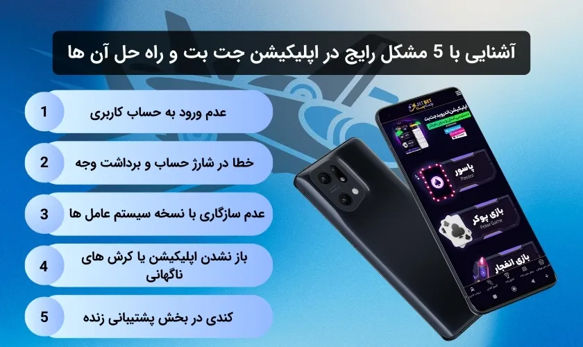 بررسی 5 مشکل رایج در اپلیکیشن جت بت و راه‌حل آن‌ها